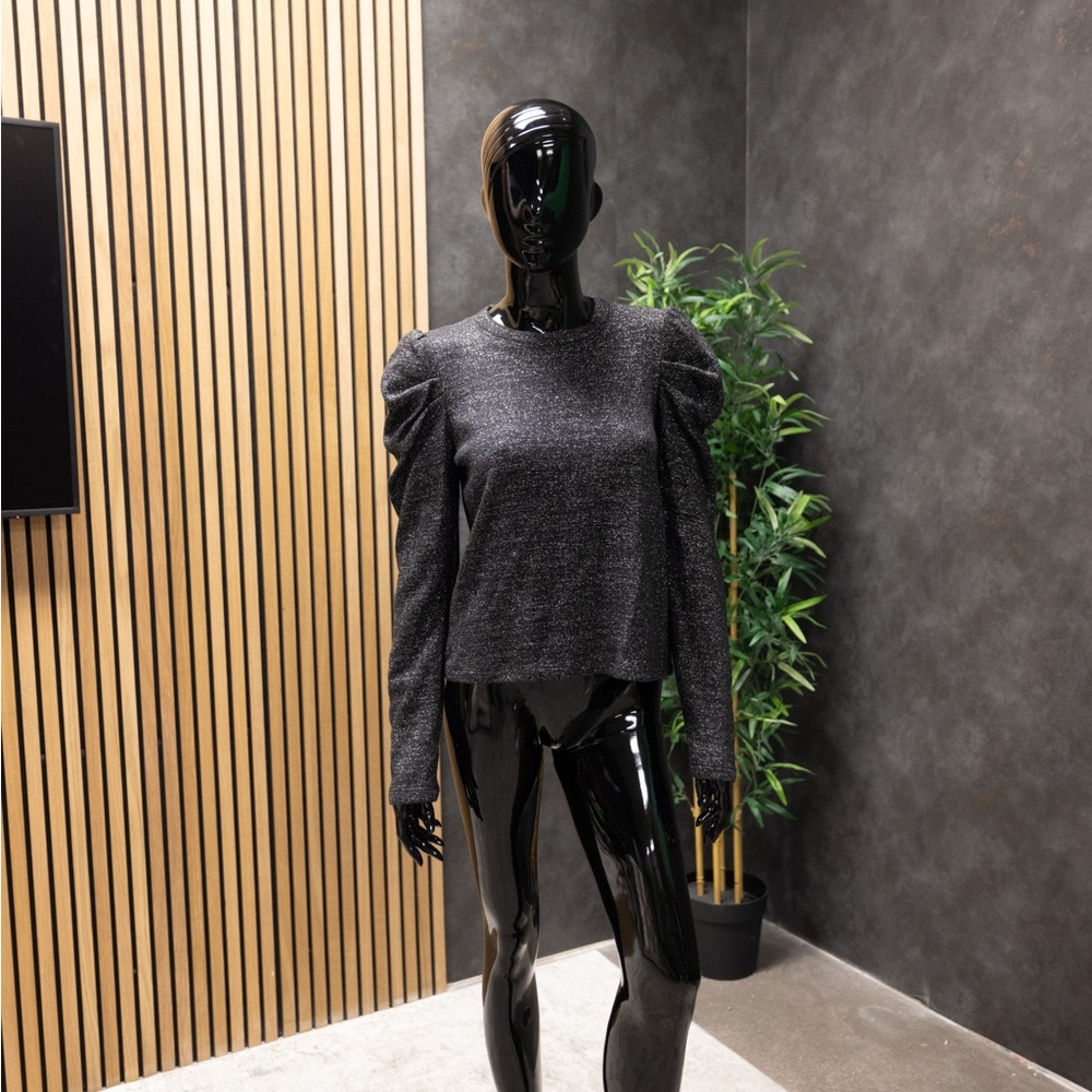 CeCe Gray Long Sleeve Boxy Blouse
